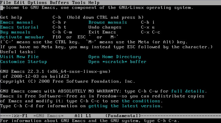 Screen Shot of emacs-os running.